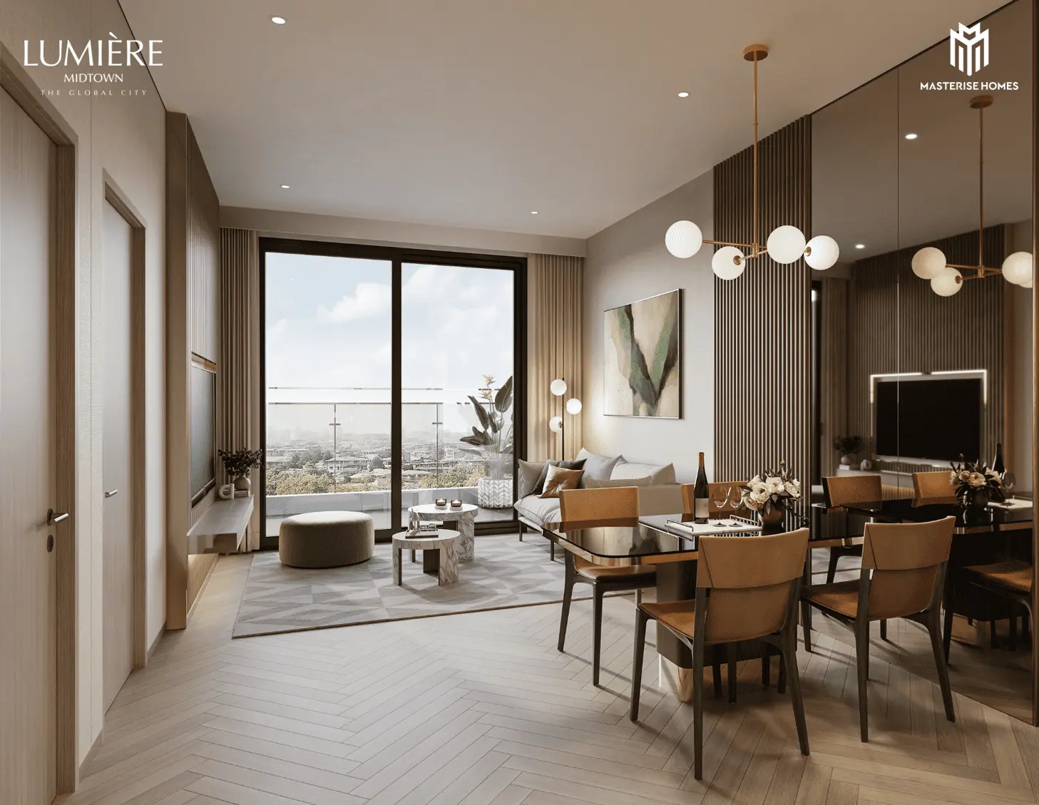 Nội thất tinh tế tại LUMIÈRE Midtown mang đến không gian sống đẳng cấp và tiện nghi, đậm chất nghệ thuật.